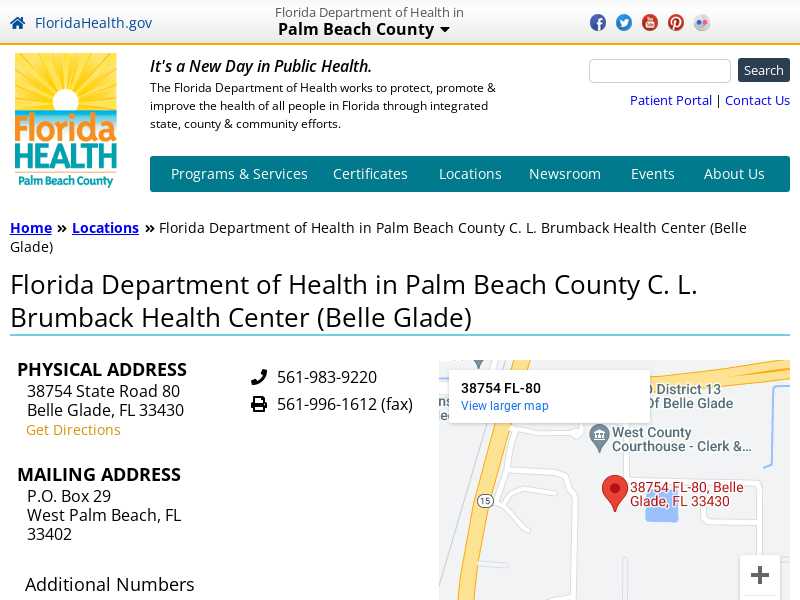 C.l. Brumback (belle Glade) Health Center WIC