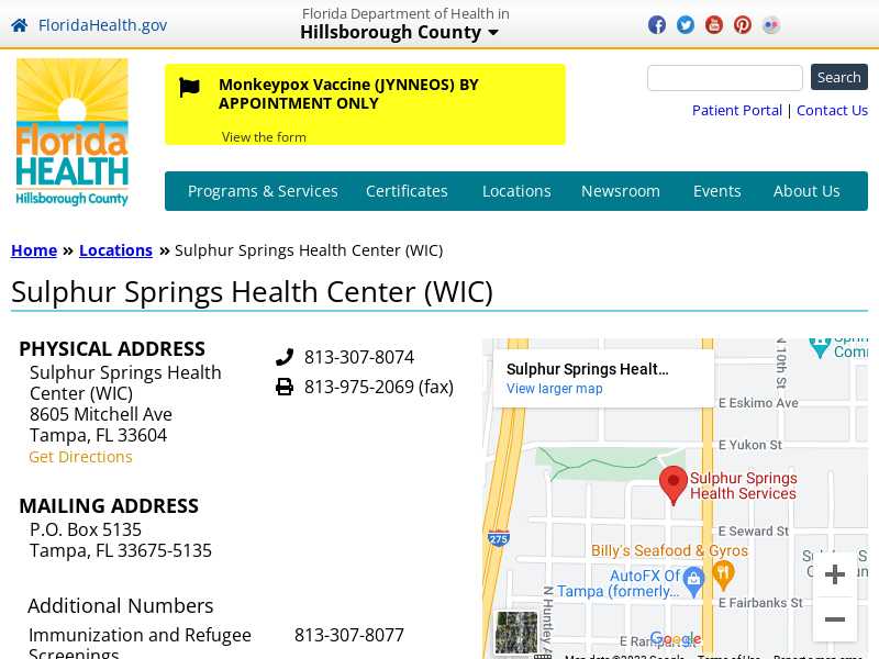 Hillsborough CHD, Sulphur Springs Health Center, Tampa